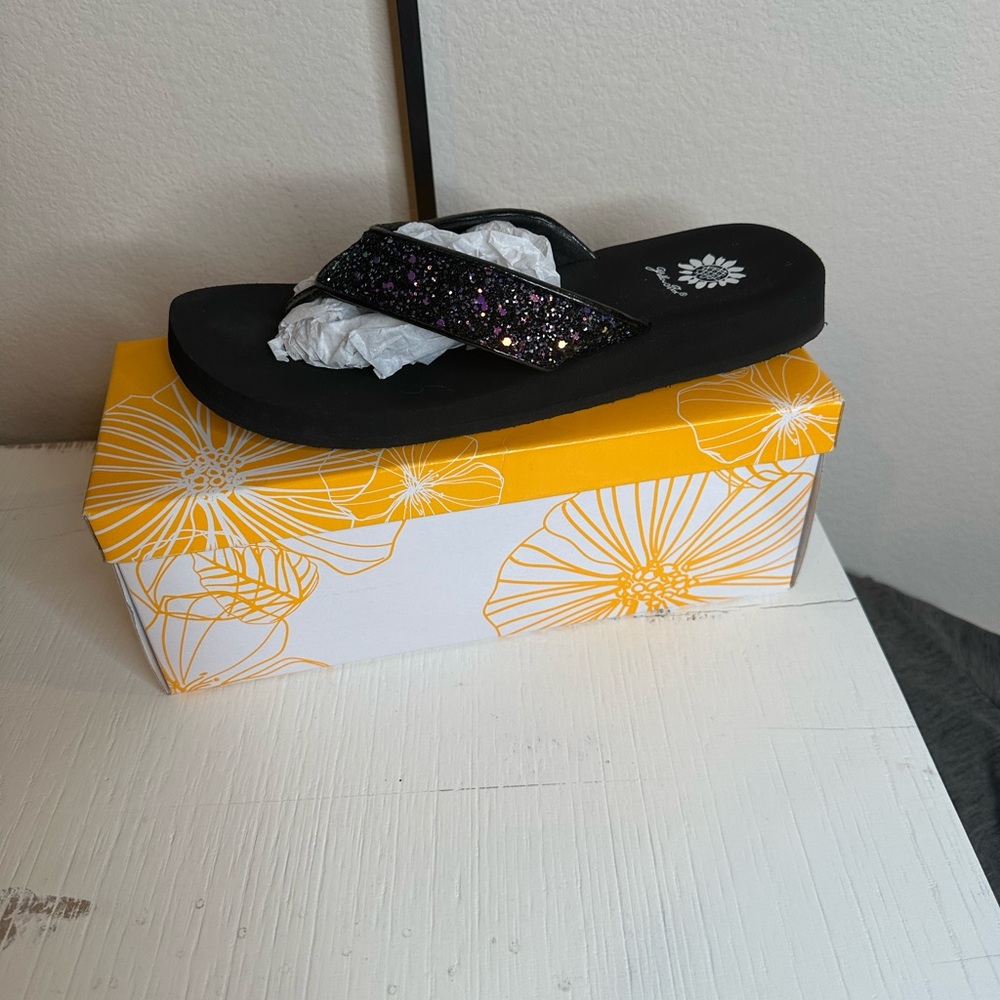 Black Glitter Sandals
